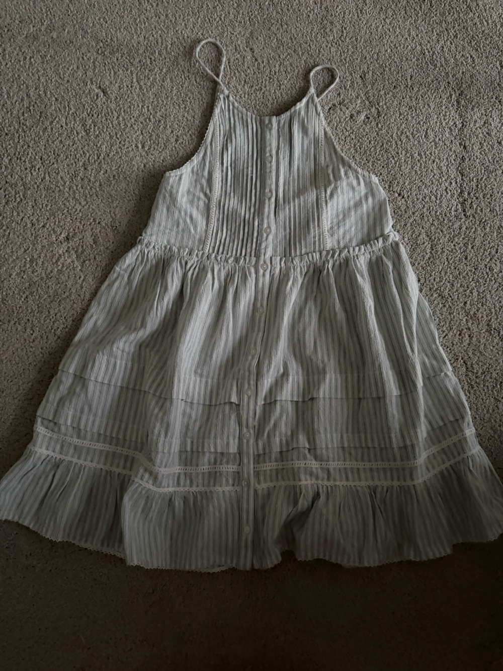 Free People Light Blue Striped Tiered Mini Dress
